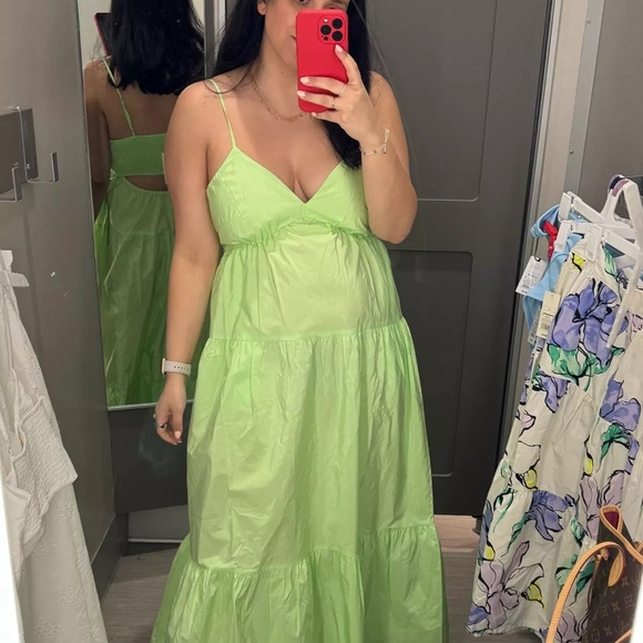 BNWT A New Day Neon, Lime Green Tiered Maxi Sundress by Target XS - Picture 9 of 11
